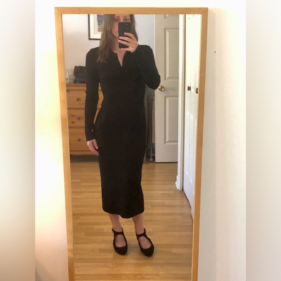 M Babaton black knit dress with collar - Picture 2 of 3